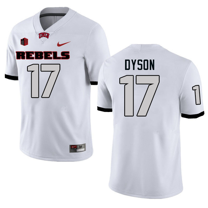 Men #17 Traivon Dyson UNLV Rebels College Football Jerseys Stitched-White Men #17 Traivon Dyson UNLV Rebels College Football Jerseys Stitched-White